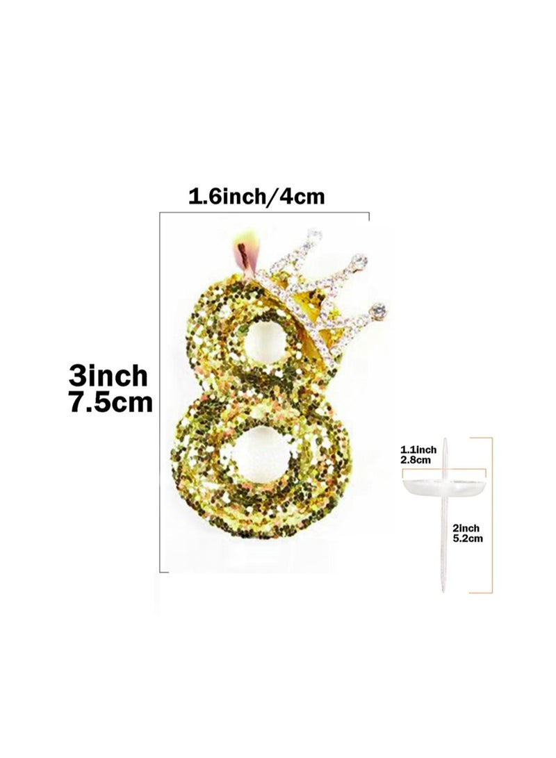 AVACraft Birthday Candle for Cake ,Gold Happy Birthday Candle, Cake Topper Decoration for Birthday Party,(Number 8)  - Image 2