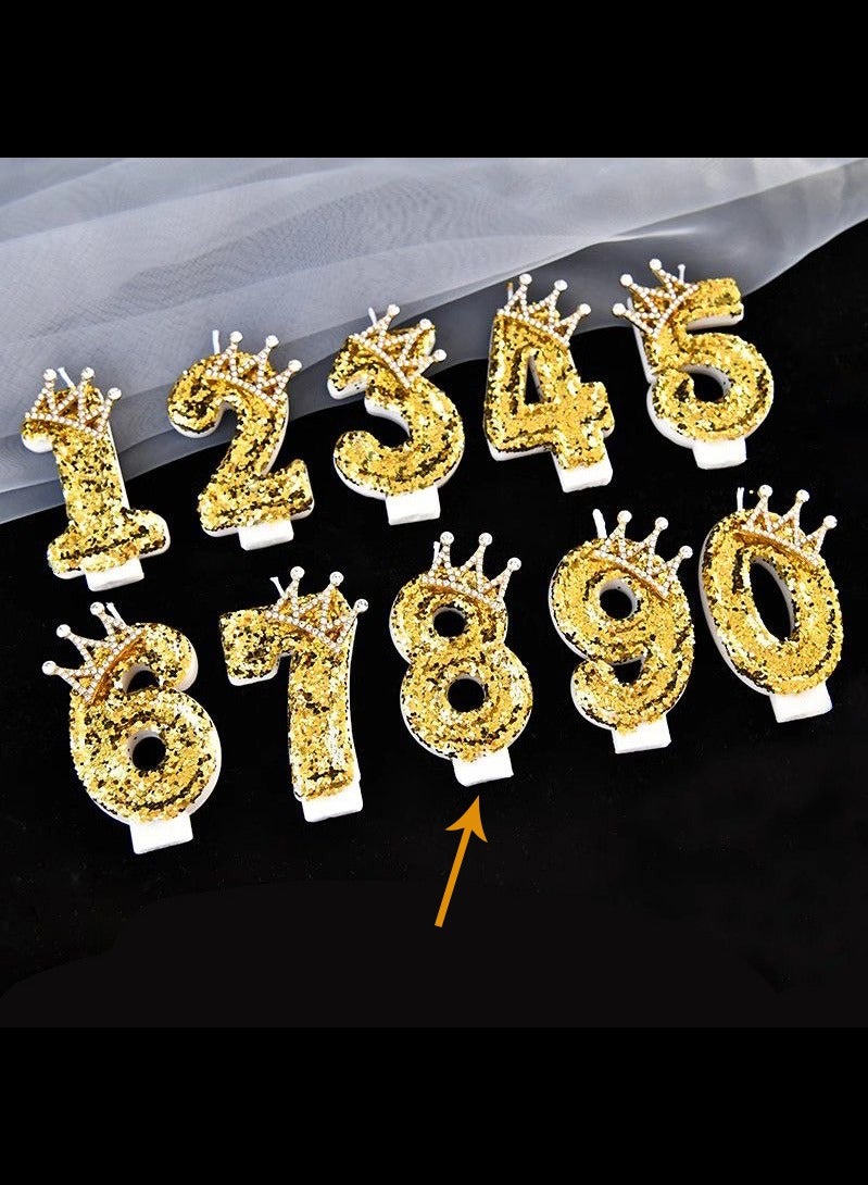 AVACraft Birthday Candle for Cake ,Gold Happy Birthday Candle, Cake Topper Decoration for Birthday Party,(Number 8)  - Image 4