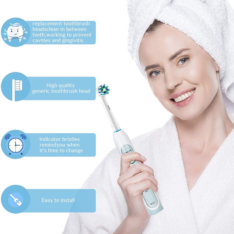 M'AYCREATE ® Replacement Brush Heads Compatible With Pack of 8 Generic Crossaction Electric Toothbrush Heads, For Oralb Braun Bases (8) (White for Oralb Braun Bases) - Image 2