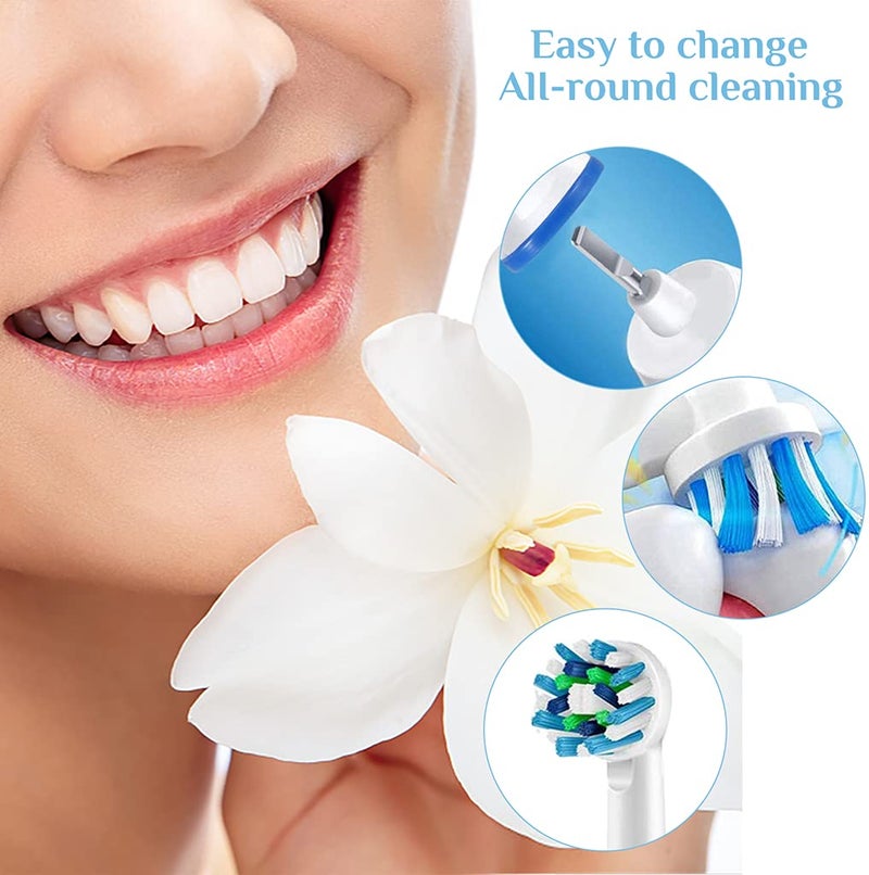 M'AYCREATE ® Replacement Brush Heads Compatible With Pack of 8 Generic Crossaction Electric Toothbrush Heads, For Oralb Braun Bases (8) (White for Oralb Braun Bases) - Image 4
