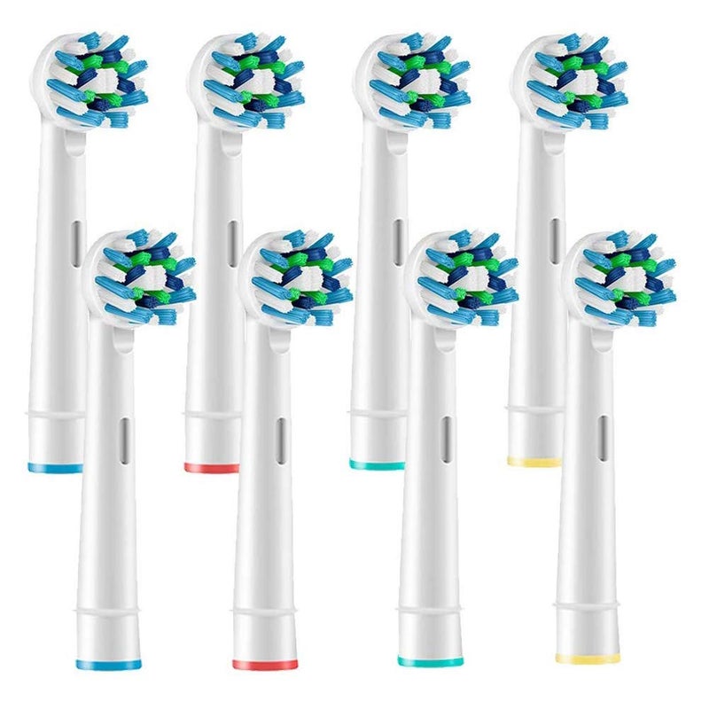 M'AYCREATE ® Replacement Brush Heads Compatible With Pack of 8 Generic Crossaction Electric Toothbrush Heads, For Oralb Braun Bases (8) (White for Oralb Braun Bases) - Image 1