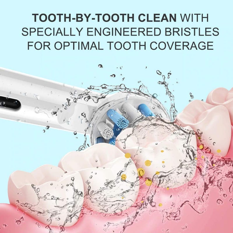 M'AYCREATE ® Replacement Brush Heads Compatible With Pack of 8 Generic Crossaction Electric Toothbrush Heads, For Oralb Braun Bases (8) (White for Oralb Braun Bases) - Image 3
