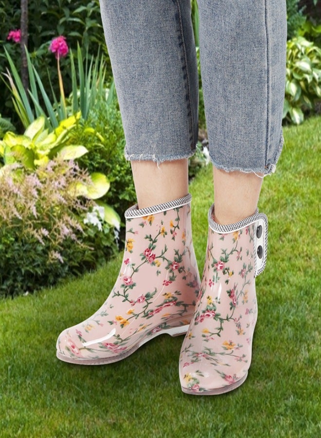 Waterproof  Anti slip Printing Women Rain Boots Garden Shoes (37) - Image 3