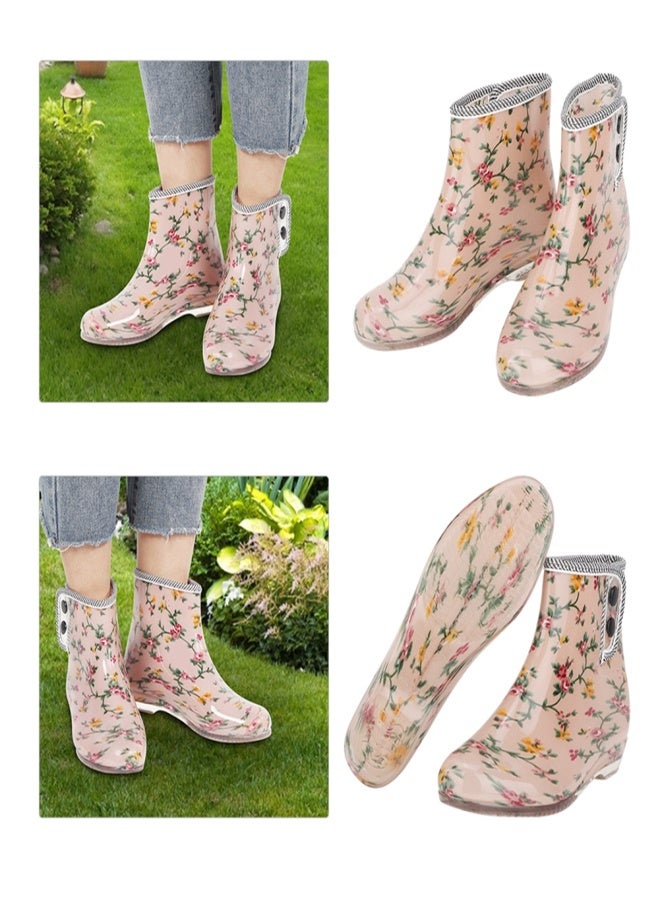 Waterproof  Anti slip Printing Women Rain Boots Garden Shoes (37) - Image 4