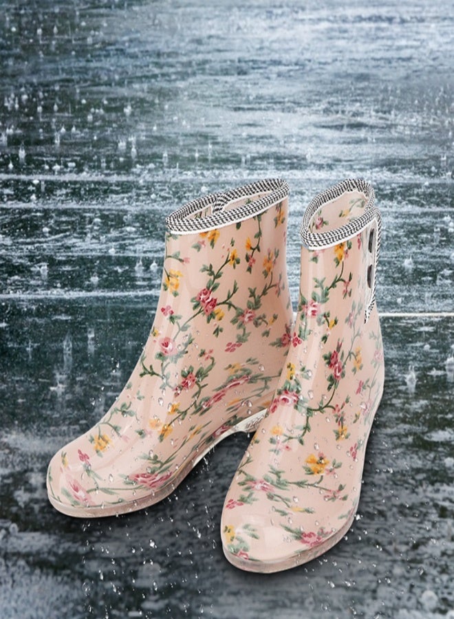 Waterproof  Anti slip Printing Women Rain Boots Garden Shoes (37) - Image 2