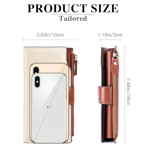 SENDEFN Women Leather Wallets RFID Blocking Clutch Card Holder Ladies Purse with Zipper Pocket - Image 4