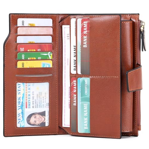 SENDEFN Women Leather Wallets RFID Blocking Clutch Card Holder Ladies Purse with Zipper Pocket - Image 2