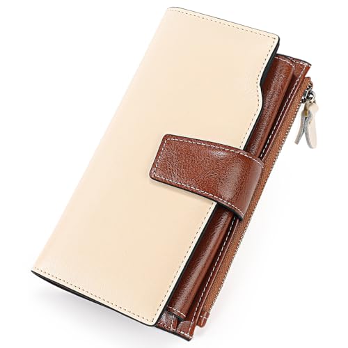 SENDEFN Women Leather Wallets RFID Blocking Clutch Card Holder Ladies Purse with Zipper Pocket - Image 1