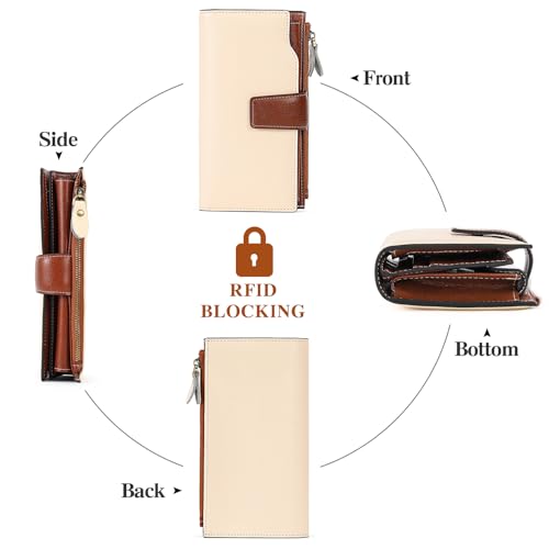 SENDEFN Women Leather Wallets RFID Blocking Clutch Card Holder Ladies Purse with Zipper Pocket - Image 5