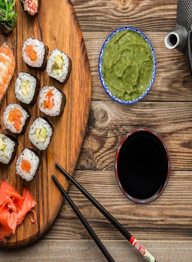 BLLREMIPSUR 6 PCS Ceramic Dipping Bowls, Bohemian Round Seasoning Dishes, Vinegar Spice Salad Soy Sushi Wasabi Saucer - Image 4