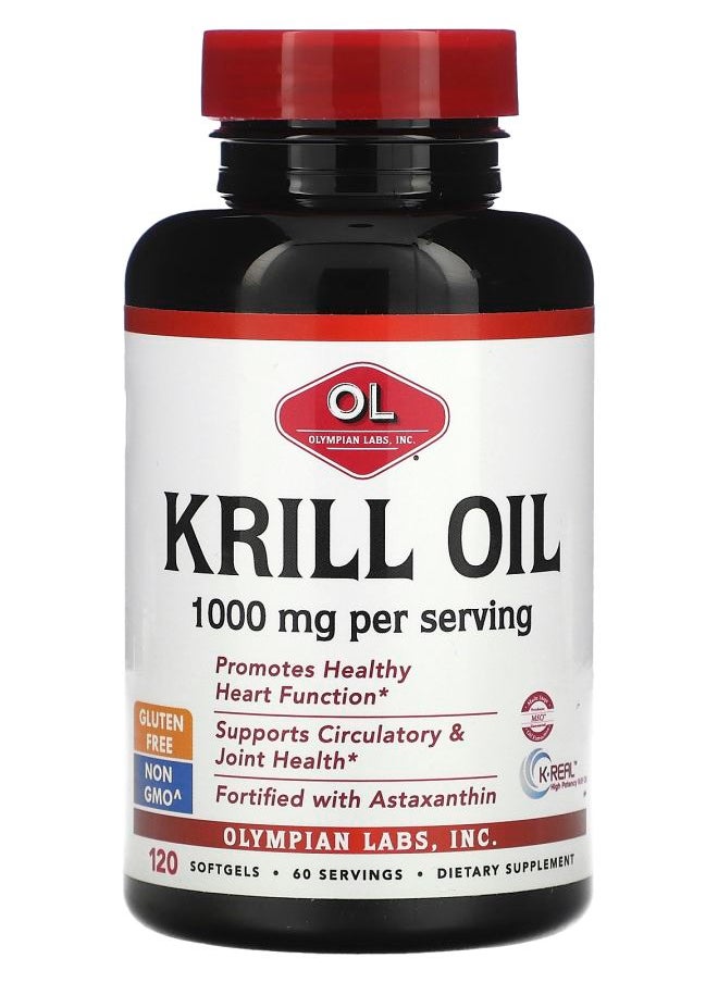 Olympian Labs Krill Oil 1000 mg 120 Softgels (500 mg per Softgel) 