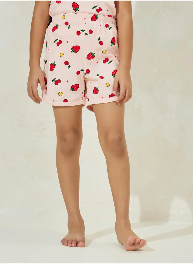ستايلي Strawberry Print T-shirt & Shorts Set