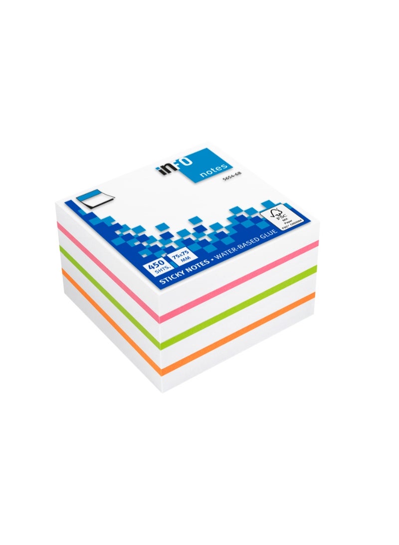 Info Note - Colored Sticky Notes 75 * 75mm - 450 sheets