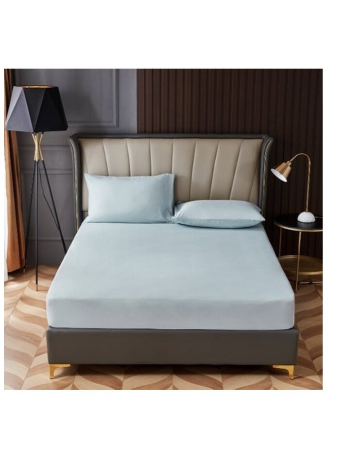 PROMASS 3-Piece Fitted Sheet Set Microfiber 200x200x30cm King Size 41042 Baby Blue - Image 2