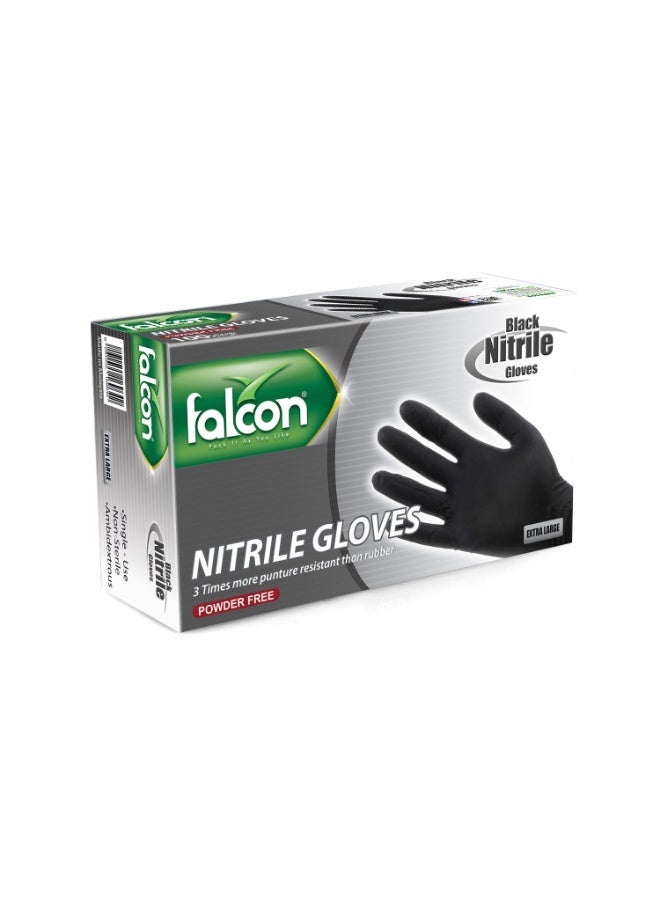 Falcon Nitrile Gloves - Black Powder Free 100 Pieces XL (Extra Large) - Image 1