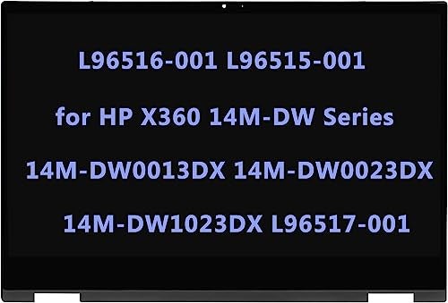 ARUISIFX L96516-001 L96515-001 L96517-001 بديل لجهاز HP Pavilion X360 14M-DW 14M-DW0013DX 14M-DW0023DX 14M-DW1023DX 14-DW0097NR 14M-DW1033DX شاشة LCD تعمل باللمس بحجم 14.0 بوصة مجموعة رقمية مع إطار - Image 1