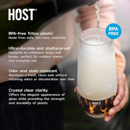 Host Freeze Champagne Flutes, Shatterproof Freezable Double Walled Stemless Sparkling Wine Glasses Drinking Set, Plastic Flutes for Mimosas and Champagne, Gifts for Wine Lovers, 9oz, Set of 4, Glitter - Image 3