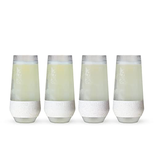Host Freeze Champagne Flutes, Shatterproof Freezable Double Walled Stemless Sparkling Wine Glasses Drinking Set, Plastic Flutes for Mimosas and Champagne, Gifts for Wine Lovers, 9oz, Set of 4, Glitter - Image 1