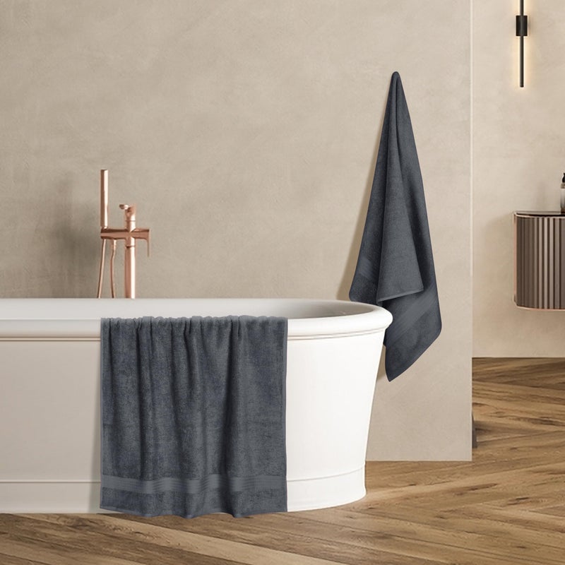 GLAMBURG Premium Cotton 4 Pack Bath Towel Set - 100% Pure Cotton - 4 Bath Towels 27x54 - Ideal for Everyday use - Ultra Soft & Highly Absorbent - Charcoal - Image 5