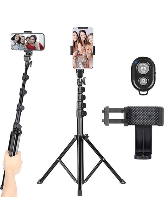 160CM Cell Phone Tripod - Durable Extendable Selfie Stick with Bluetooth Remote - 360° Rotation Holder - Versatile & Easy-to-Use for Vlogging and Daily Use - Image 1
