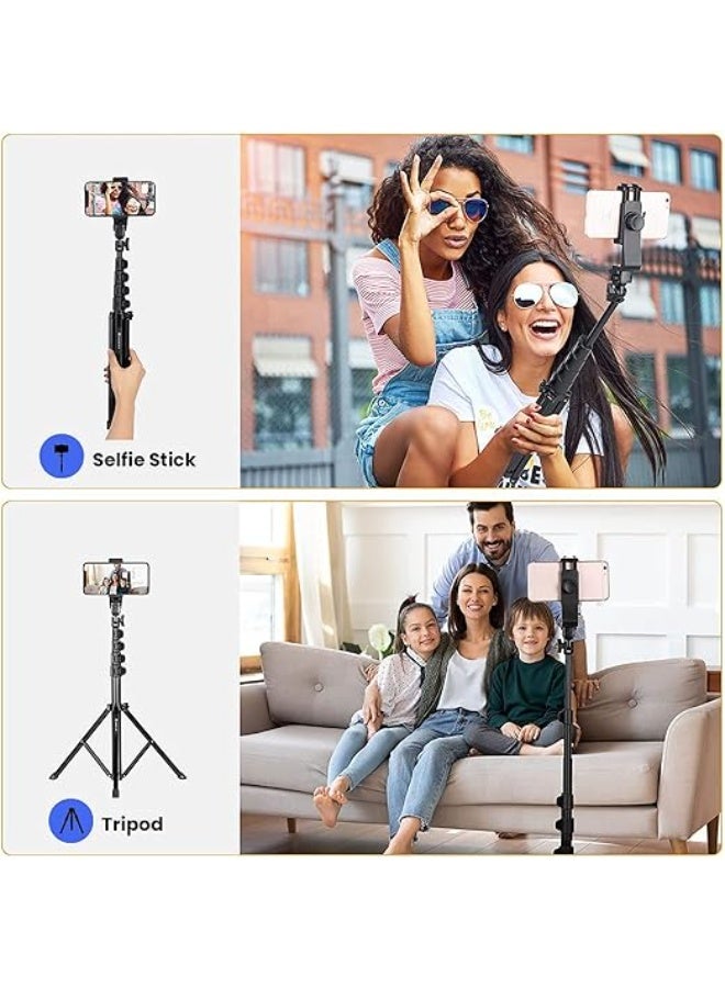 160CM Cell Phone Tripod - Durable Extendable Selfie Stick with Bluetooth Remote - 360° Rotation Holder - Versatile & Easy-to-Use for Vlogging and Daily Use - Image 2