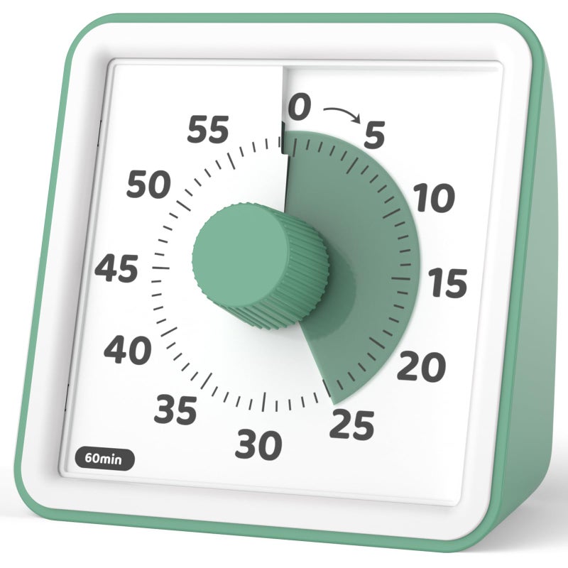 LIORQUE Visual Timer for Kids, 60-Minute Countdown Timers for Classroom Office Kitchen with Silent Operation, Kids Timer for Teaching (Batteries Included) - Image 1