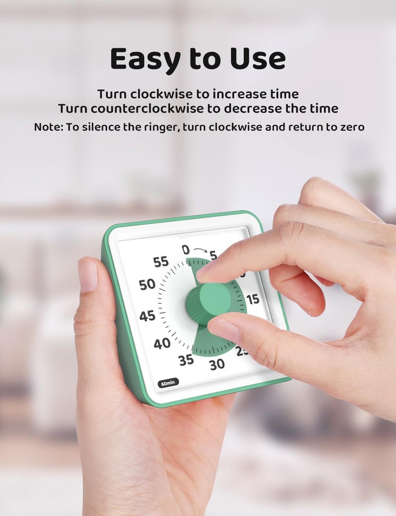 LIORQUE Visual Timer for Kids, 60-Minute Countdown Timers for Classroom Office Kitchen with Silent Operation, Kids Timer for Teaching (Batteries Included) - Image 2