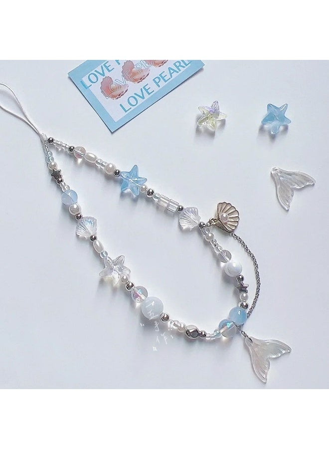 NIBEMINENT Phone Charm/ Chain Strap for Women Girls, Mermaid Princess Shell Cell Phone Case Lanyard Wrist Strap - Image 1