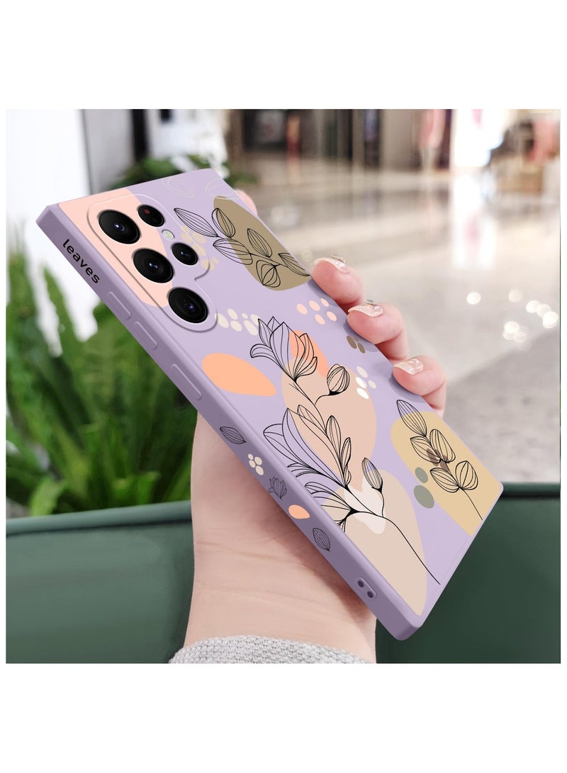 Samsung Galaxy S22 Ultra Case, Silicone Soft Morandi Flowers Designs Drop Protective Fingerprint Women for S22 Ultra- Light Purple 2 - Image 3