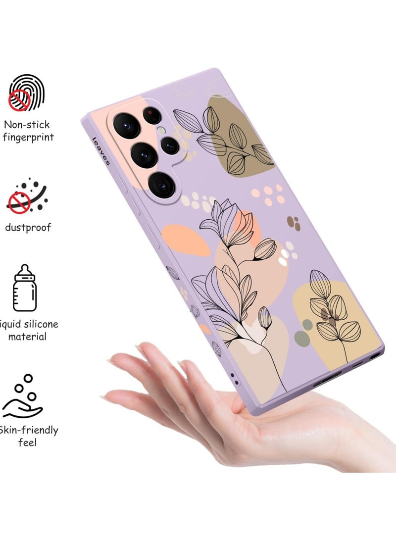 Samsung Galaxy S22 Ultra Case, Silicone Soft Morandi Flowers Designs Drop Protective Fingerprint Women for S22 Ultra- Light Purple 2 - Image 4
