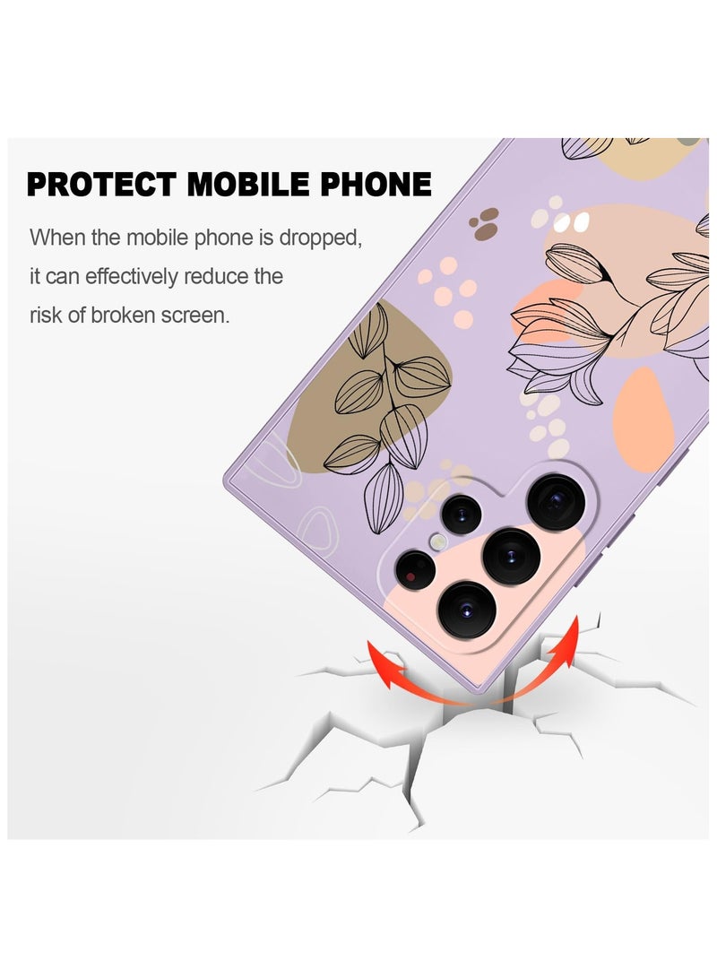 Samsung Galaxy S22 Ultra Case, Silicone Soft Morandi Flowers Designs Drop Protective Fingerprint Women for S22 Ultra- Light Purple 2 - Image 5