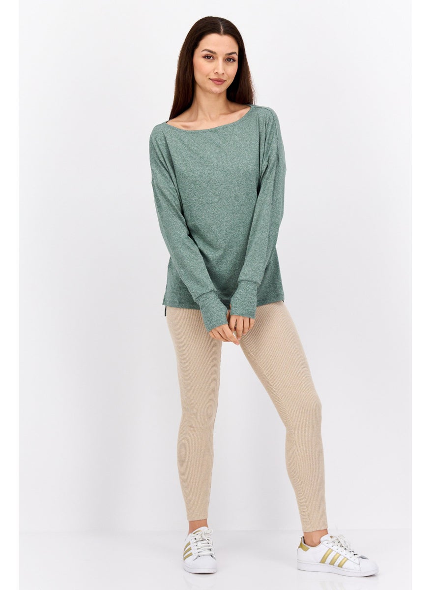NINE WEST Women Sportswear Fit Long Sleeves Outdoors Top, Green  - Image 4