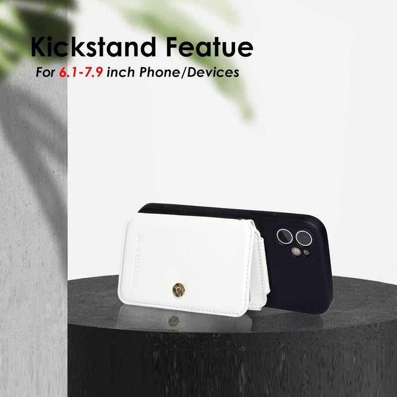 M-Plateau Phone Wallet Stick on, PU Leather Card Holder with Zipper Pocket Compatible with iPhone Case (White) - Image 3