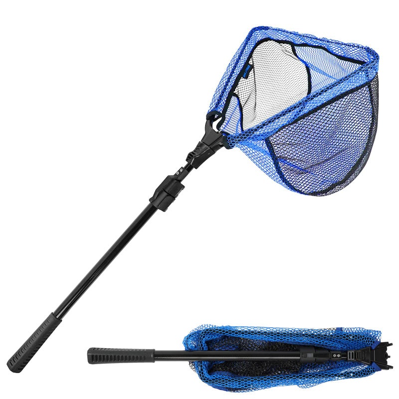 SAN LIKE SANLIKE Fishing Landing Net Blue Extend to 33-98.4 inch with Long Telescoping Pole Handle, Landing Net for Easy Catch Release,Fishing net Freshwater for Kids Men Women - Image 1