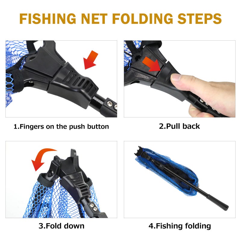 SAN LIKE SANLIKE Fishing Landing Net Blue Extend to 33-98.4 inch with Long Telescoping Pole Handle, Landing Net for Easy Catch Release,Fishing net Freshwater for Kids Men Women - Image 4