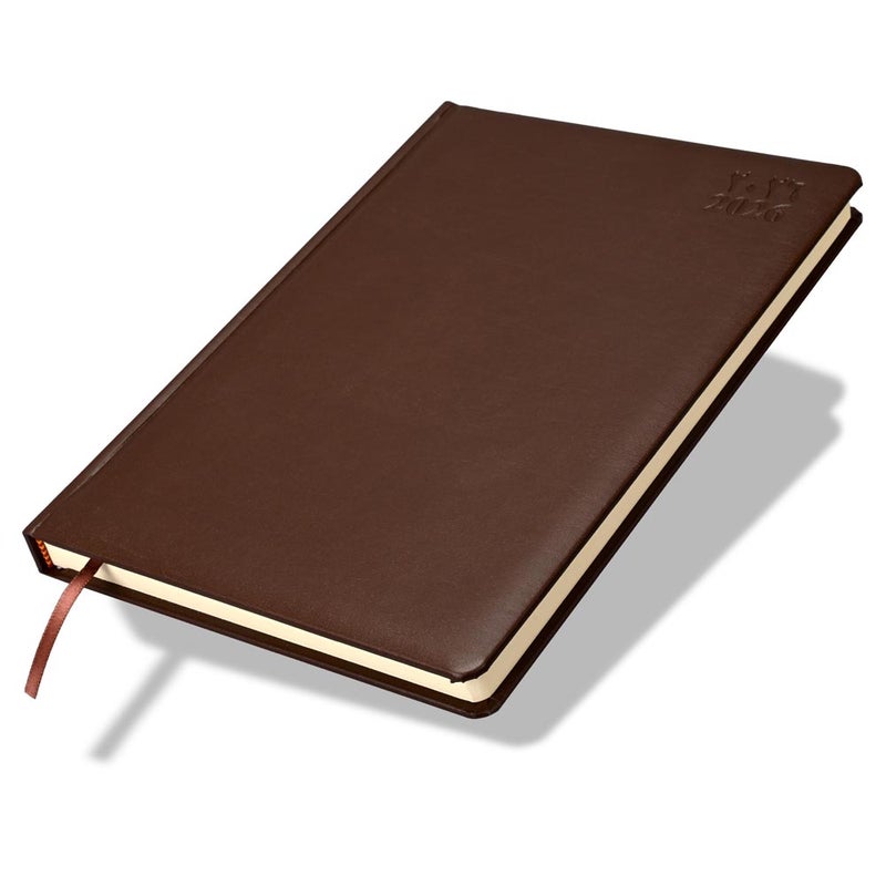 FIS مفكرة FIS 2026 A4، 210x297 مم، غلاف إيطالي PU مبطن من جانب واحد، زوايا مدورة، تنسيق يوم واحد في الصفحة، عربي/إنجليزي، ورق إيطالي عاجي 70 جرام، غلاف بني داكن - FSDI45AE26DBR - Image 1