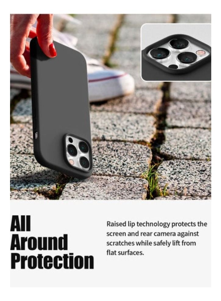 أكاليكس حالة سيليكون السائل متوافق مع اي فون 14 بروماكس (6.7 بوصة) ، حريري لينة اللمس كامل الجسم صدمات حماية حالة الغطاء مع لينة ستوكات بطانة-أسود - Image 4