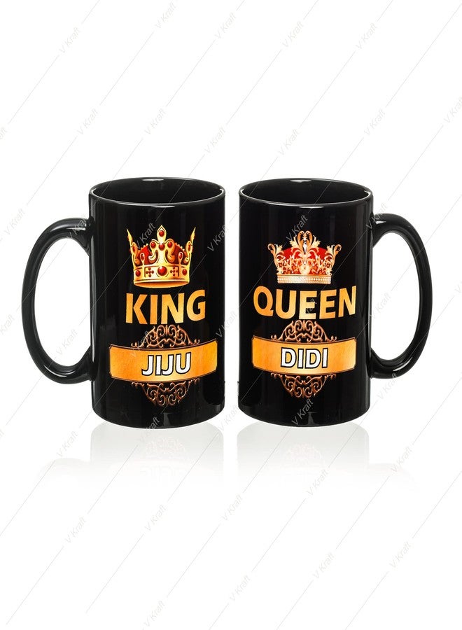 V Kraft "King JIJU Queen DIDI Printed Black Color Coffee Mug with Designer Rakhi for didi jiju with roli chawal and Rakhi Special Wishes Card |330 ml (Black 02) - Image 2