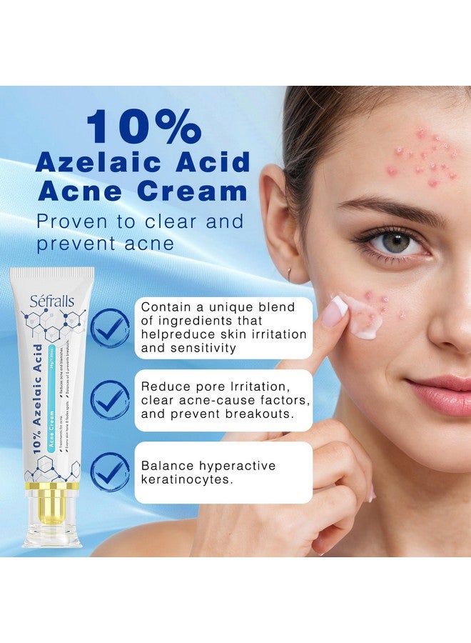 Sefralls 10% Azelaic Acid Acne Cream, Premium Azelaic Acid Facial Cream - Redness Relief For Face, Redness Reducing Skin Care, Prevents Acne Breakouts, Ease Pimple Clarify Skin Soothe Irritation,1 Oz - Image 2