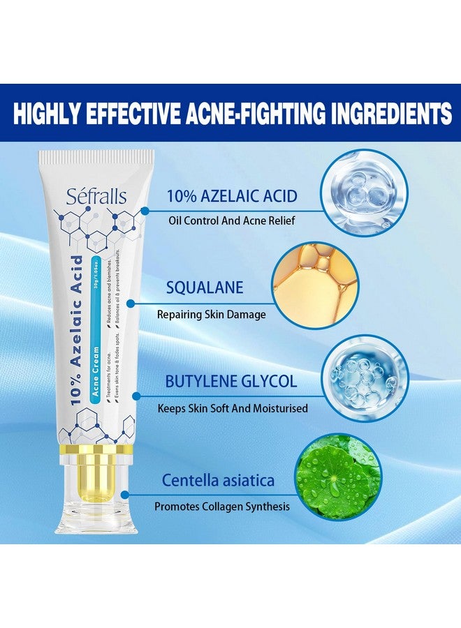 Sefralls 10% Azelaic Acid Acne Cream, Premium Azelaic Acid Facial Cream - Redness Relief For Face, Redness Reducing Skin Care, Prevents Acne Breakouts, Ease Pimple Clarify Skin Soothe Irritation,1 Oz - Image 4