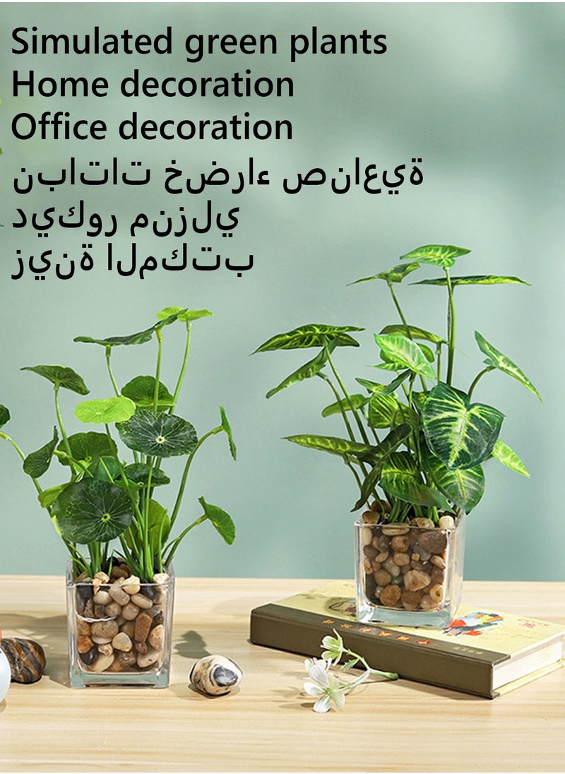 عربست نباتات صناعية خضراء بأوراق خضراء، زينة منزلية مكتبية للديكور، ملفتة للنظر بوعاء يحاكي الطبيعة  - Image 3