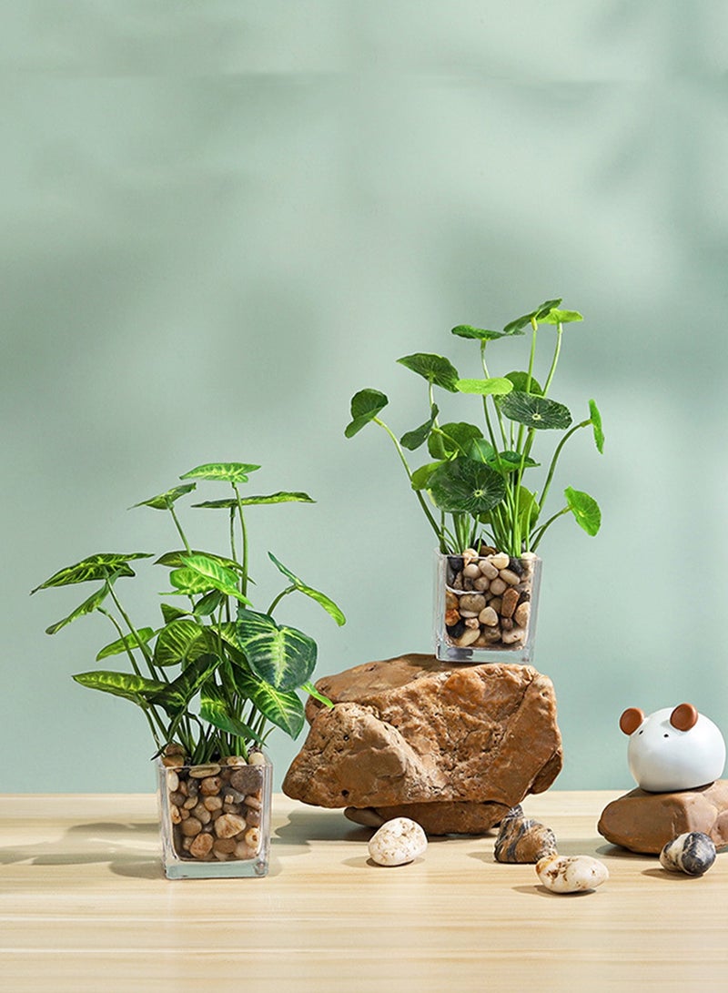 Creative Artificial Green Plants with Green Leaves, Simulation Potted Home Decor for Office Desk, Eye-catching Simulation Plant Bonsai