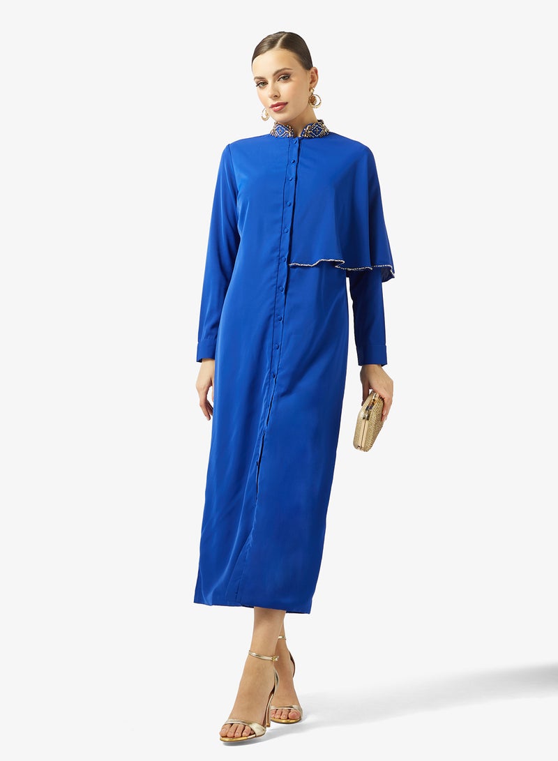 Threadz by Ajooni Cobalt Button-Down Dress - Image 4
