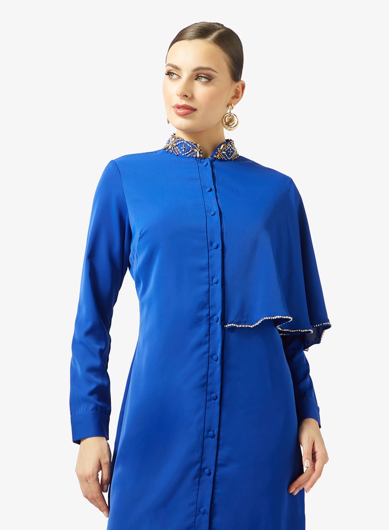 Threadz by Ajooni Cobalt Button-Down Dress - Image 3