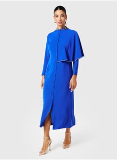 Threadz by Ajooni Embellished One Sided Cape Sleeves Dress  - Image 4