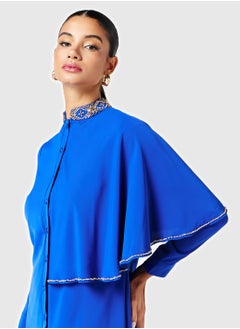 Threadz by Ajooni Embellished One Sided Cape Sleeves Dress  - Image 3