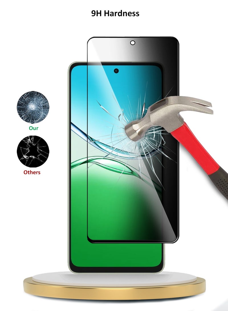 دبليو تيك حماية شاشة زجاجية مقسّاة كاملة مع لاصق كامل من أوبو A5 5G 2025 الاحترافي 5D للخصوصية (MSGECP) - شفاف/أسود - Image 3