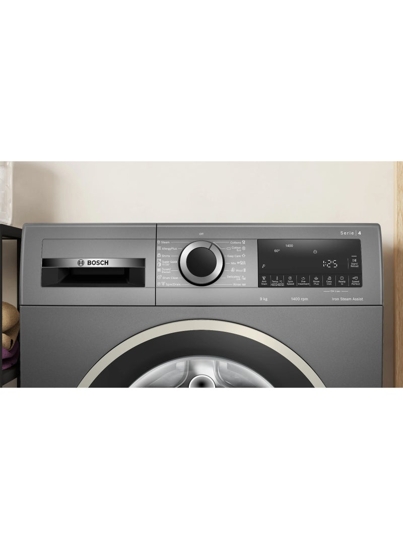 BOSCH Series 4 Washing Machine, Frontloader Fullsize, 9 kg, Cast Iron Grey, WGA244Z1EG 9 kg 2300 W WGA244Z1EG Graphite - Image 2