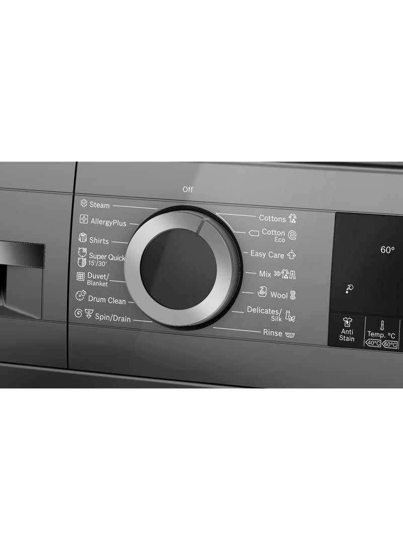 BOSCH Series 4 Washing Machine, Frontloader Fullsize, 9 kg, Cast Iron Grey, WGA244Z1EG 9 kg 2300 W WGA244Z1EG Graphite - Image 3