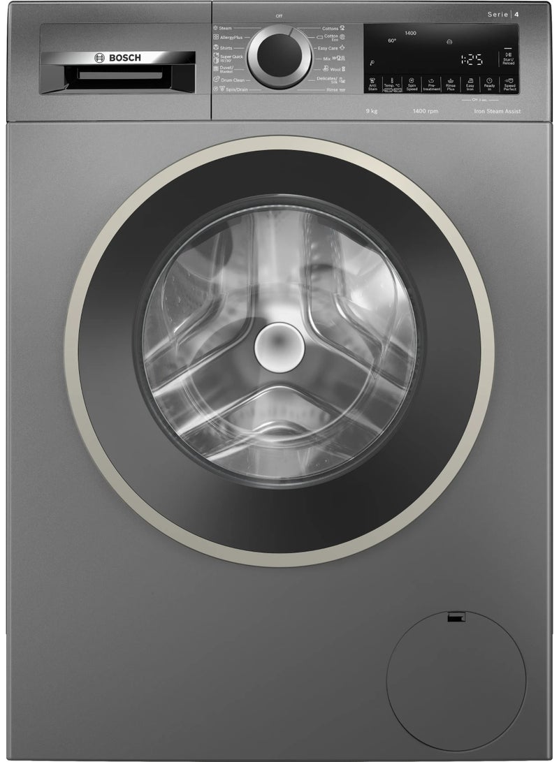 BOSCH Series 4 Washing Machine, Frontloader Fullsize, 9 kg, Cast Iron Grey, WGA244Z1EG 9 kg 2300 W WGA244Z1EG Graphite - Image 1